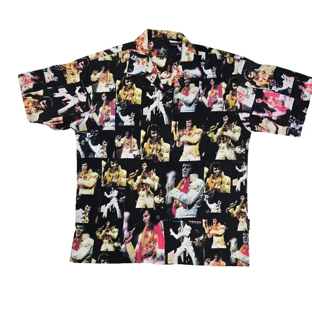 Dragonfly Multicolor Large Casual SS Shirt Elvis Presley Polyester XLarge - Picture 1 of 10